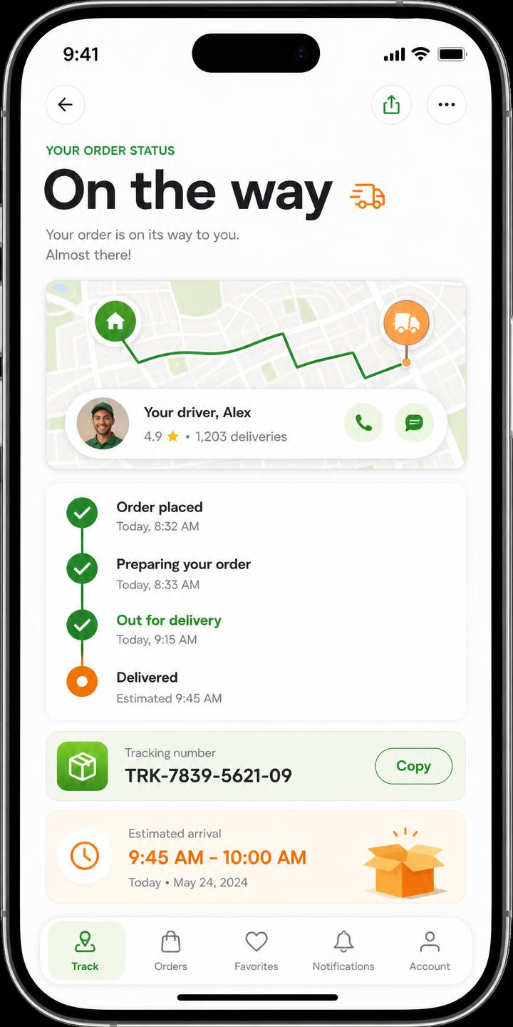 Order tracking — Customer-facing products interface example